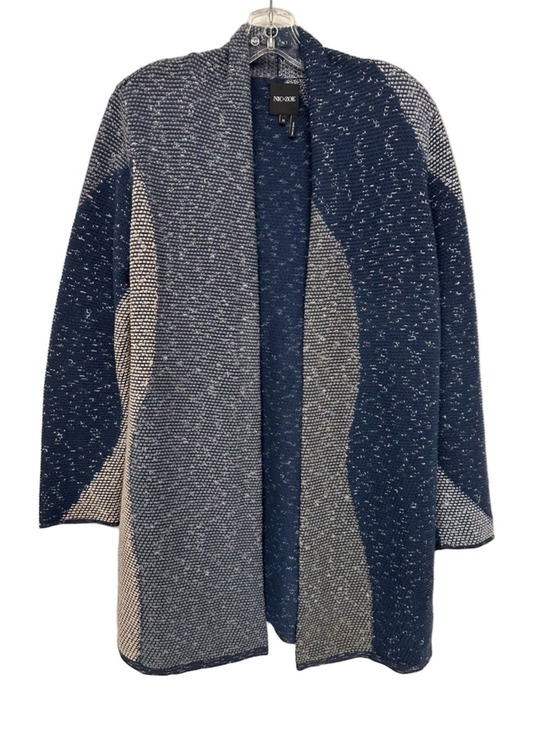 Sweaters - NIC+ZOE Blue Knit Cardigan Open Front Medium Textured Coastal Style Casual